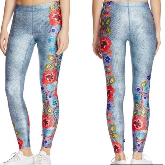 NWOT! TEREZ faux denim floral print leggings. Size S - Picture 2 of 7